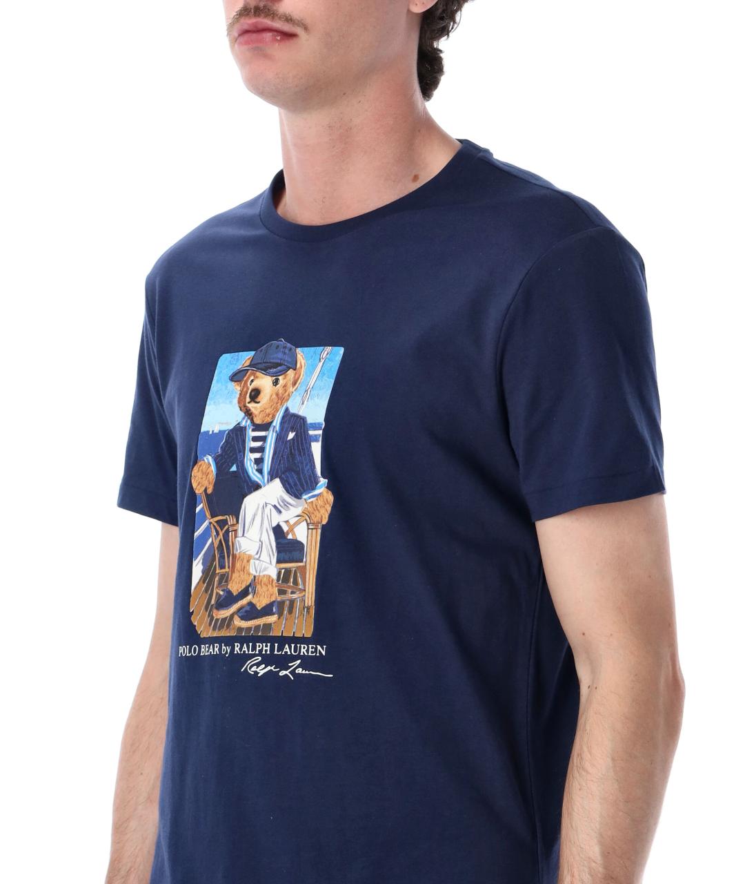 POLO RALPH LAUREN Темно-синяя хлопковая футболка, фото 3