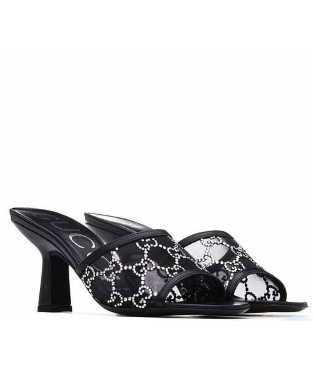 GUCCI Черные текстильные мюли, фото 2