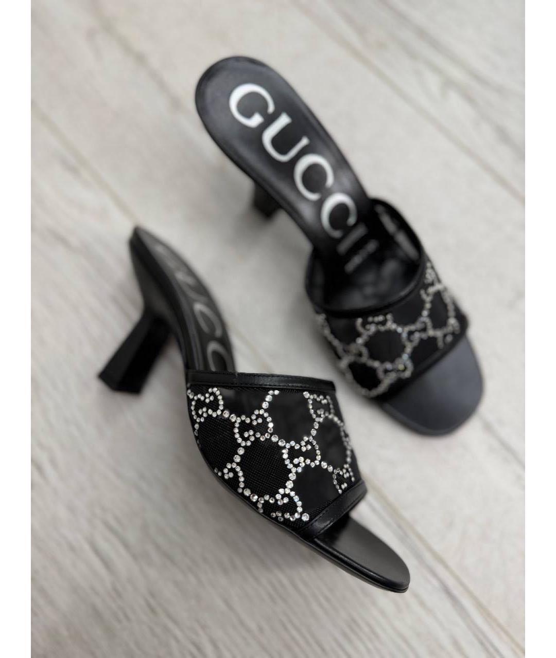 GUCCI Черные текстильные мюли, фото 4