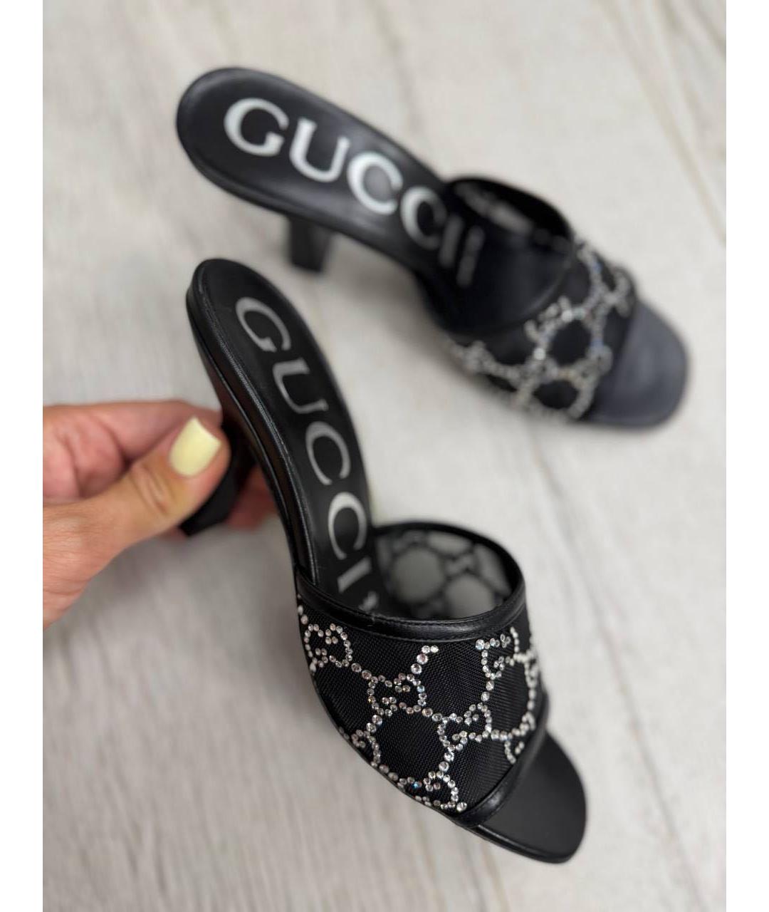 GUCCI Черные текстильные мюли, фото 5
