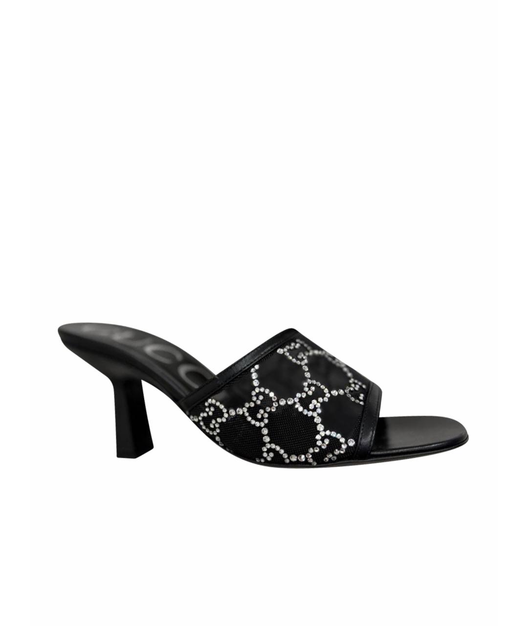 GUCCI Черные текстильные мюли, фото 1
