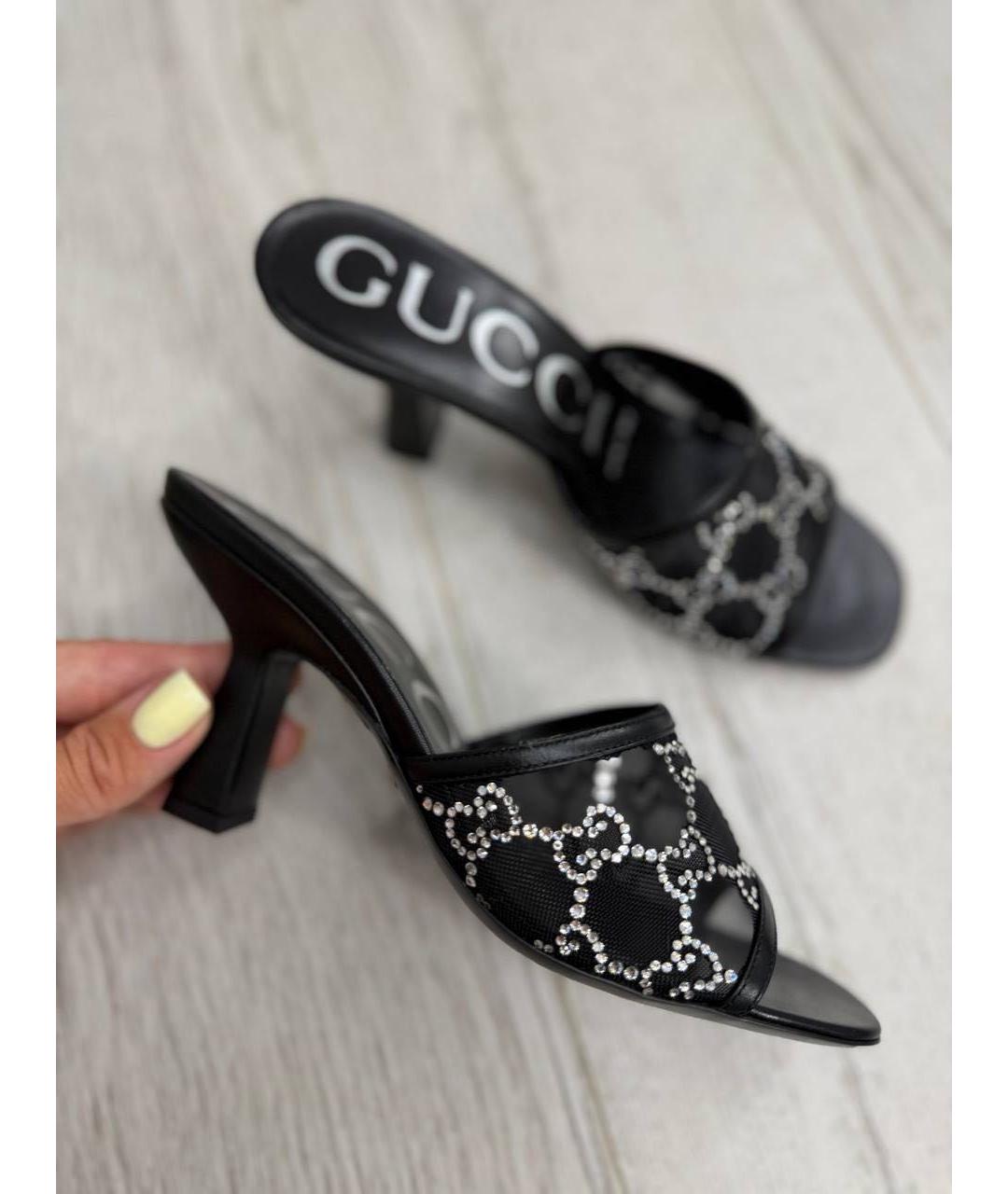 GUCCI Черные текстильные мюли, фото 6