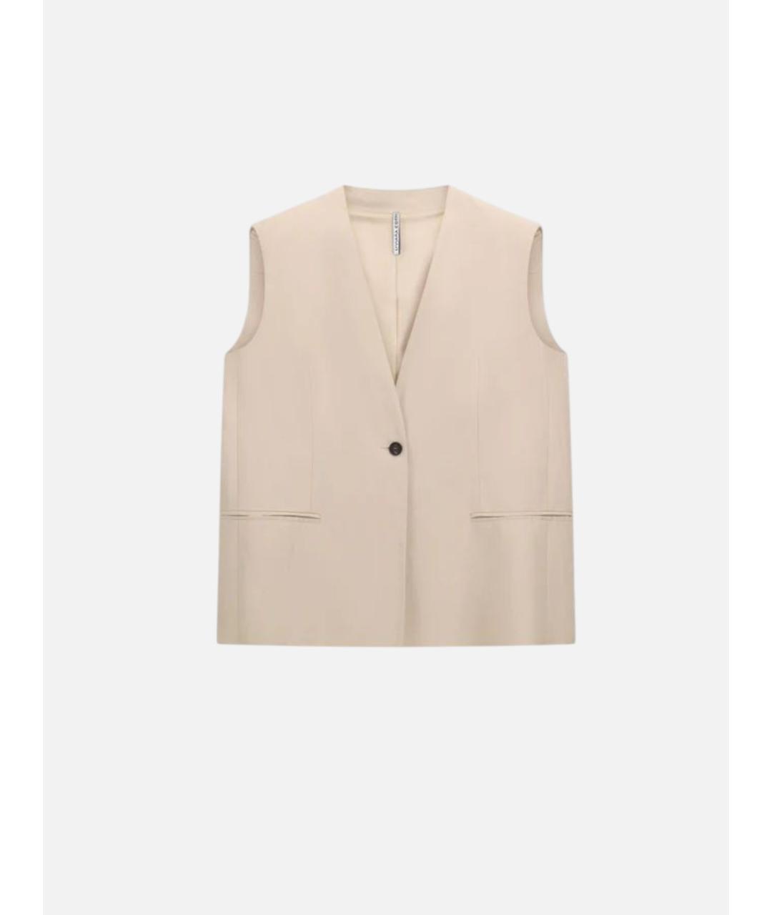 LIVIANA CONTI Бежевый вискозный жилет, фото 6