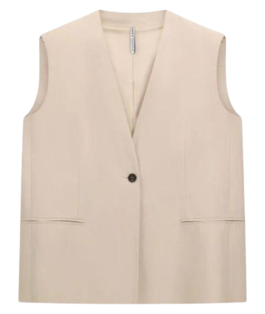 LIVIANA CONTI Бежевый вискозный жилет, фото 1