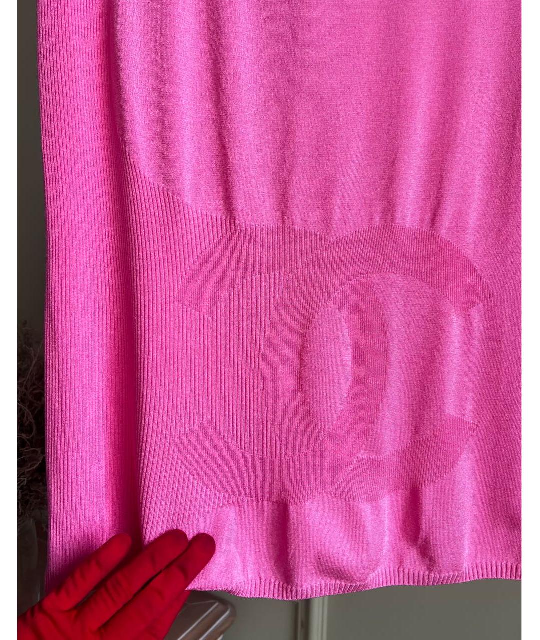 CHANEL Розовая вискозная футболка, фото 2