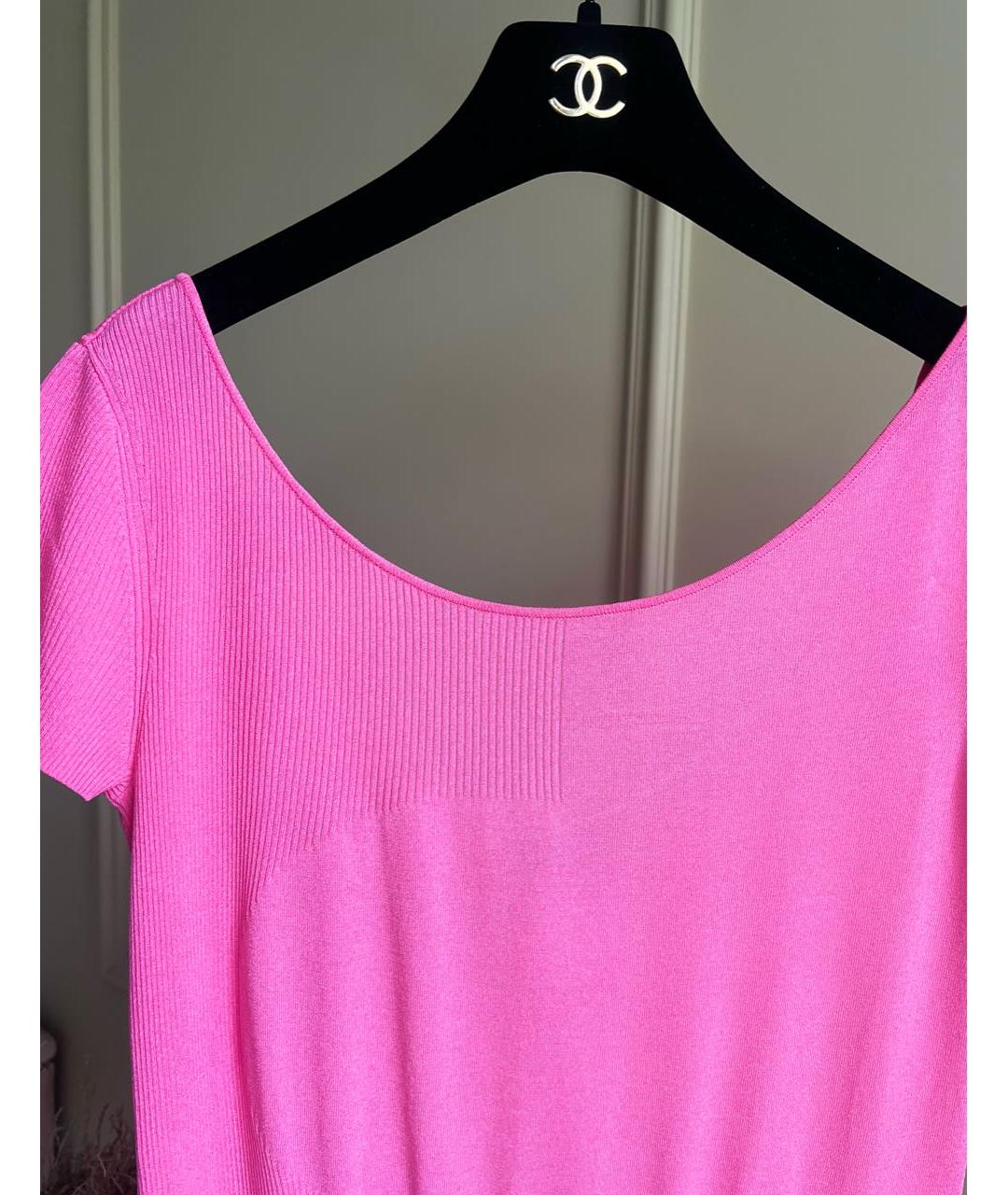 CHANEL Розовая вискозная футболка, фото 5