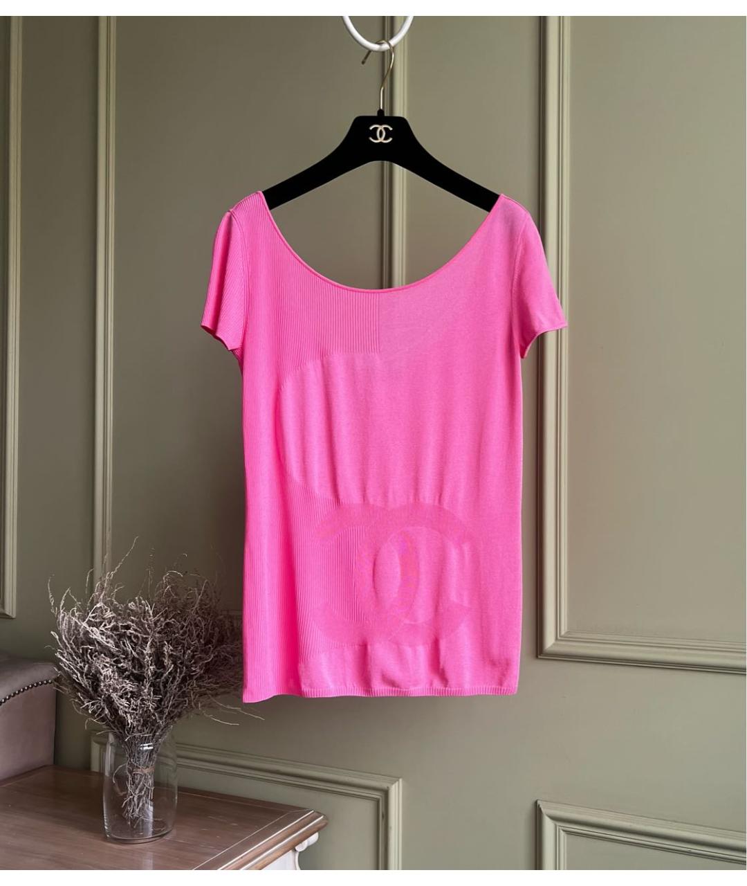 CHANEL Розовая вискозная футболка, фото 9