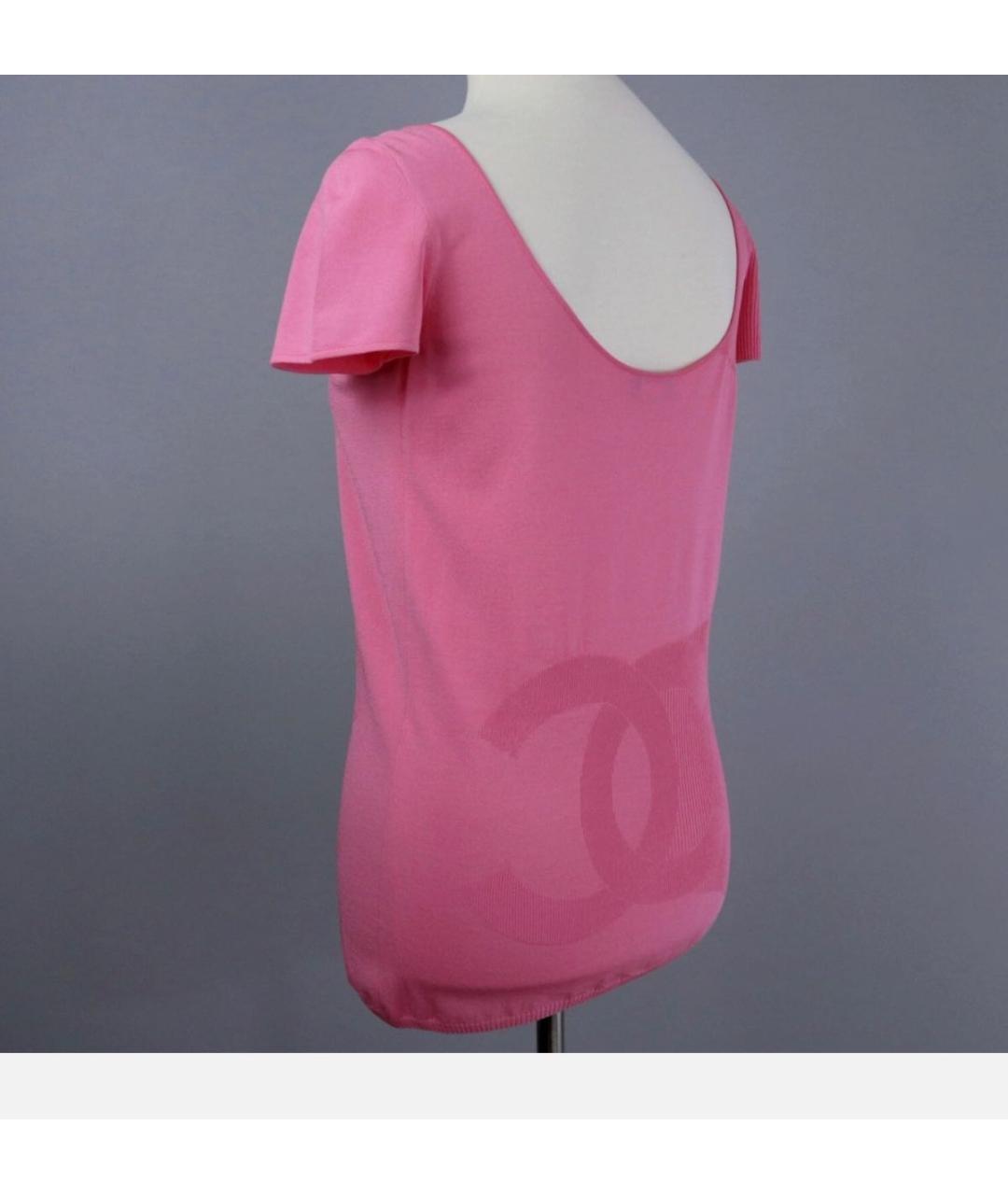CHANEL Розовая вискозная футболка, фото 3