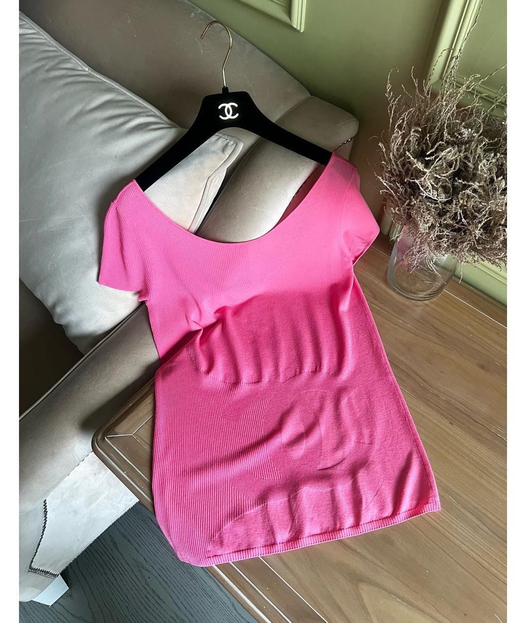 CHANEL Розовая вискозная футболка, фото 8