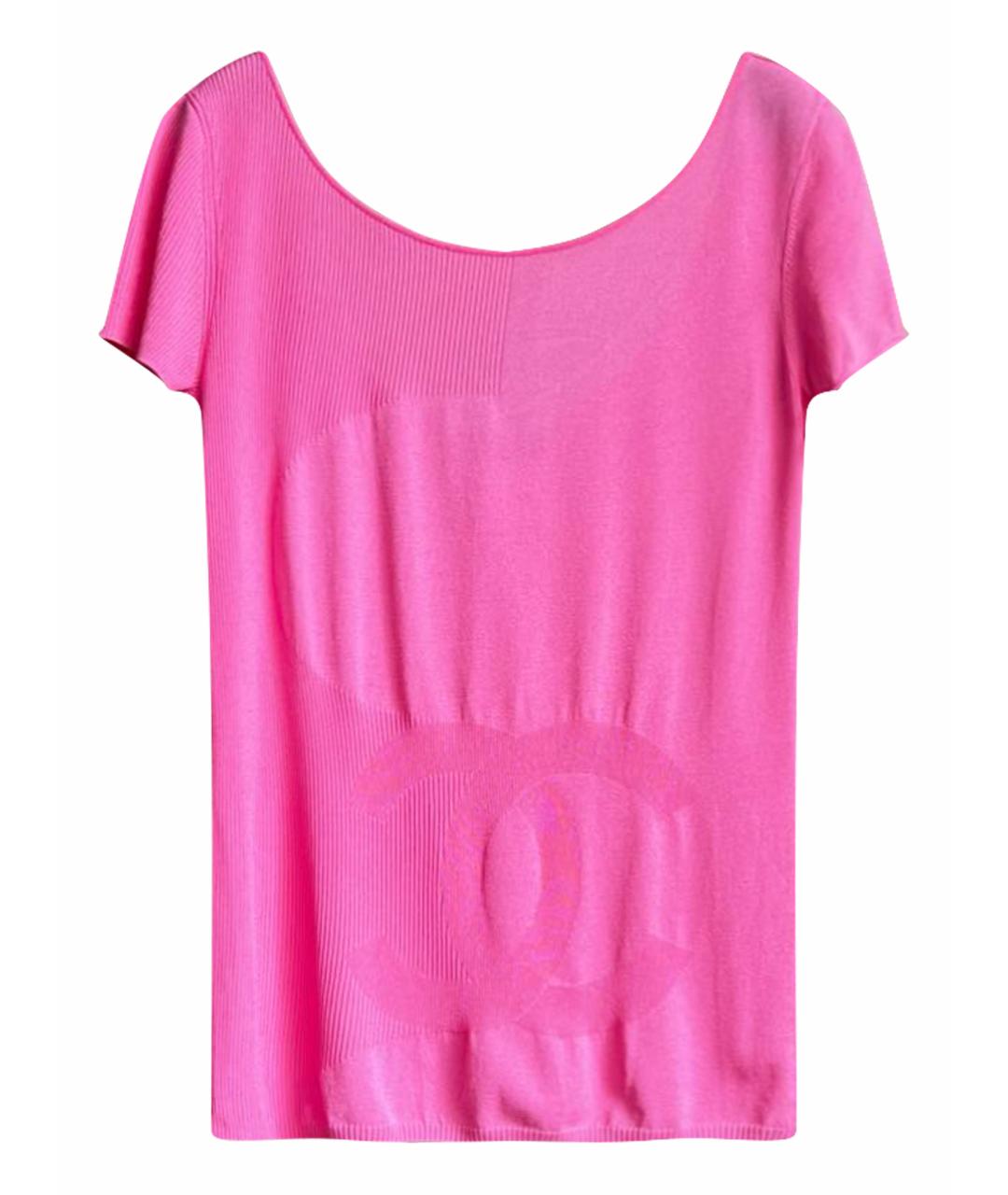 CHANEL Розовая вискозная футболка, фото 1