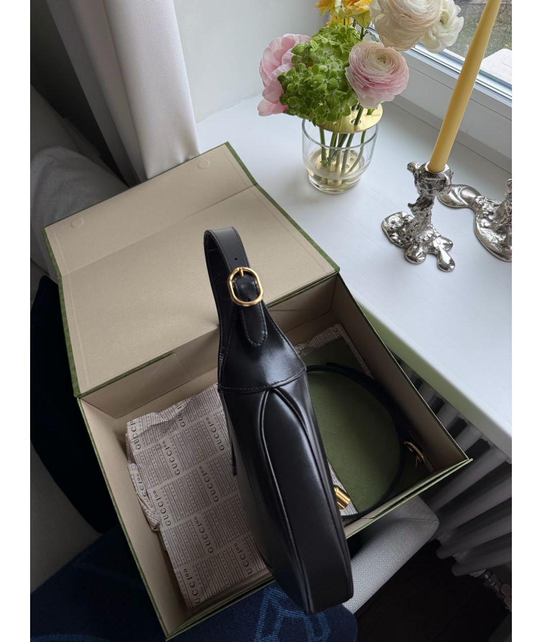 GUCCI Черная кожаная сумка через плечо, фото 6