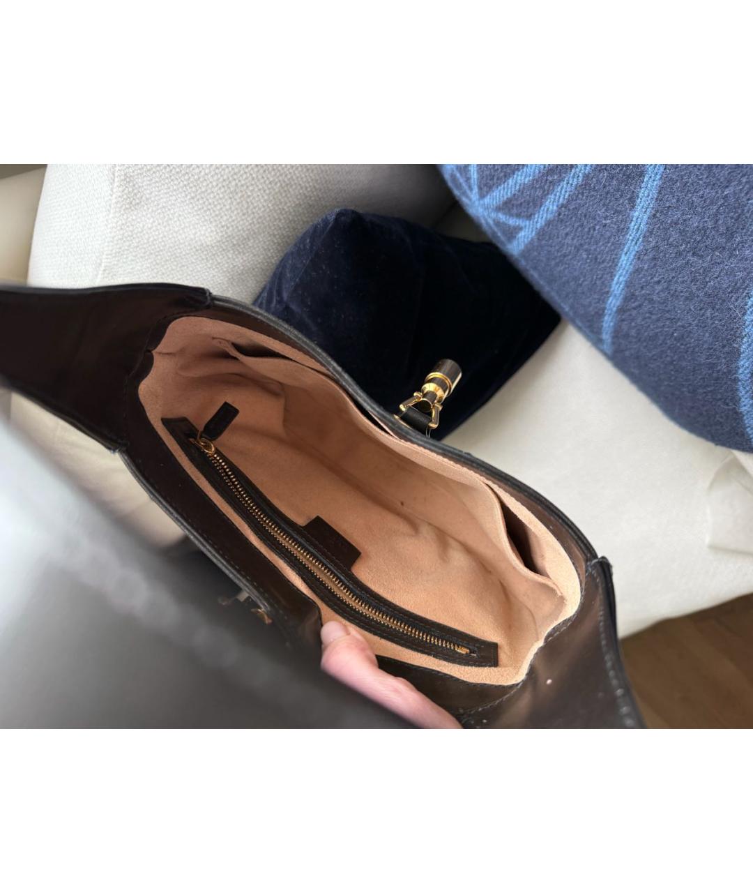 GUCCI Черная кожаная сумка через плечо, фото 4