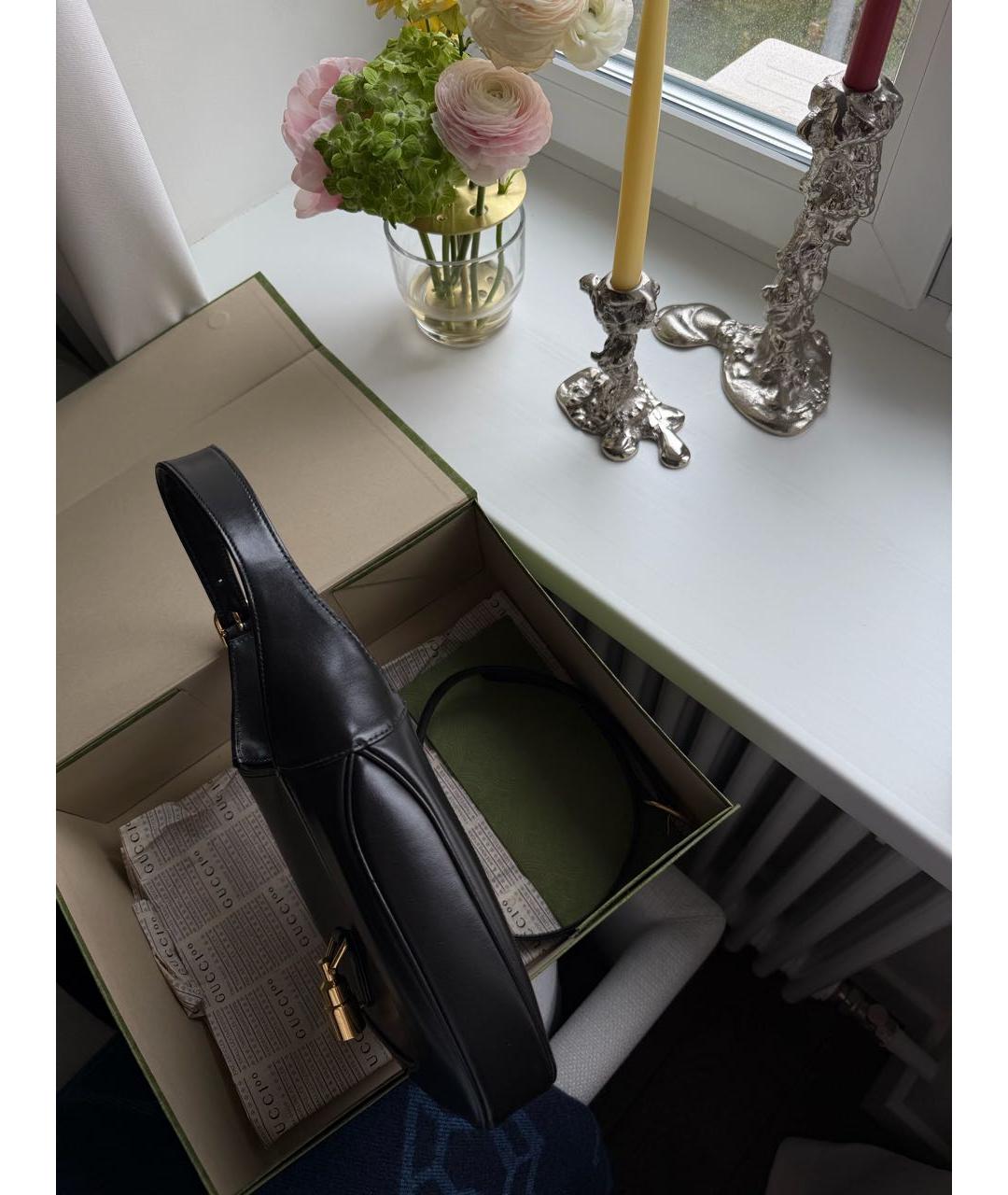 GUCCI Черная кожаная сумка через плечо, фото 7