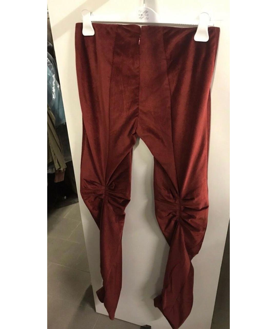 SPORTMAX Бордовые велюровые брюки узкие, фото 2