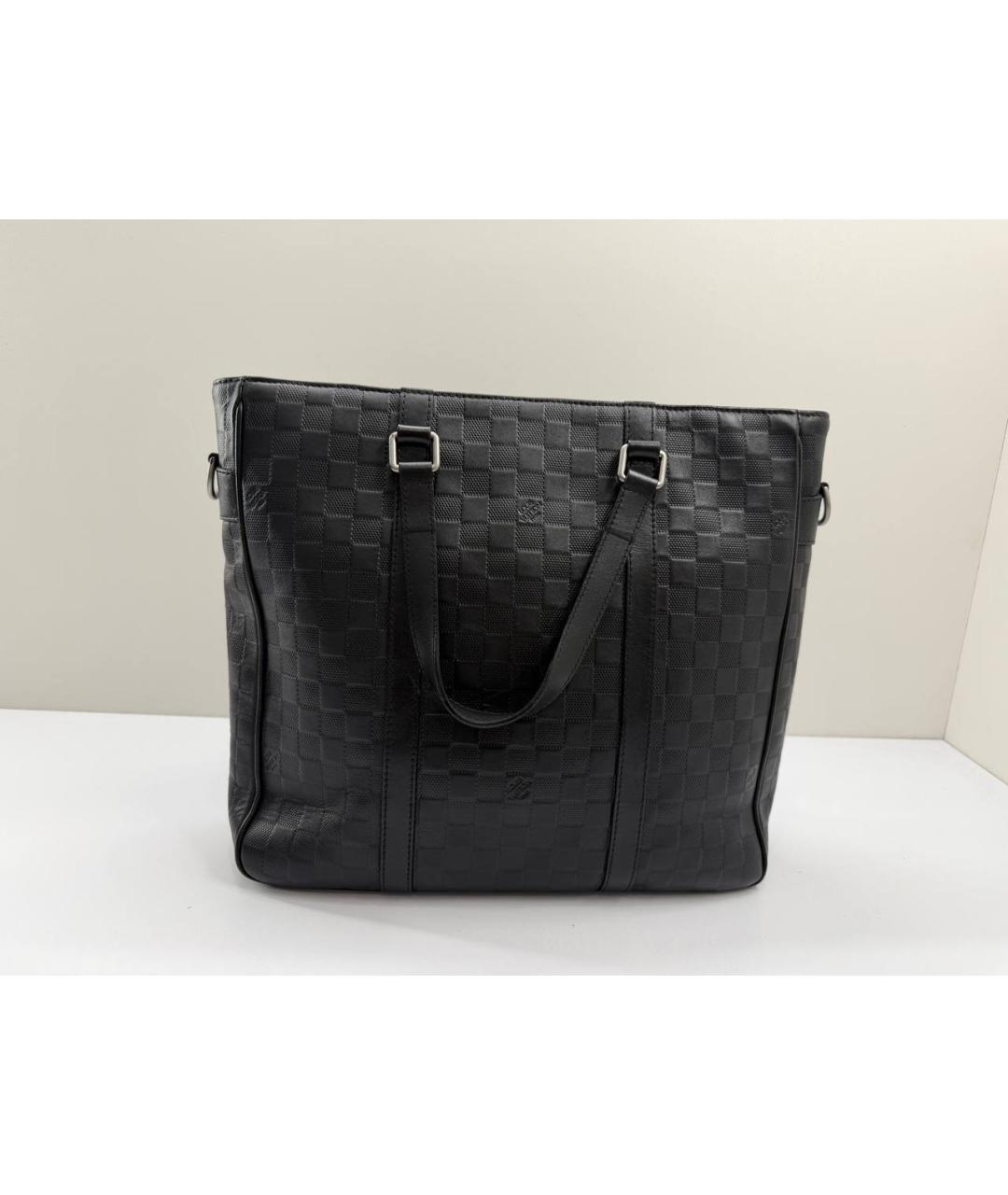 LOUIS VUITTON Черная кожаная сумка тоут, фото 6