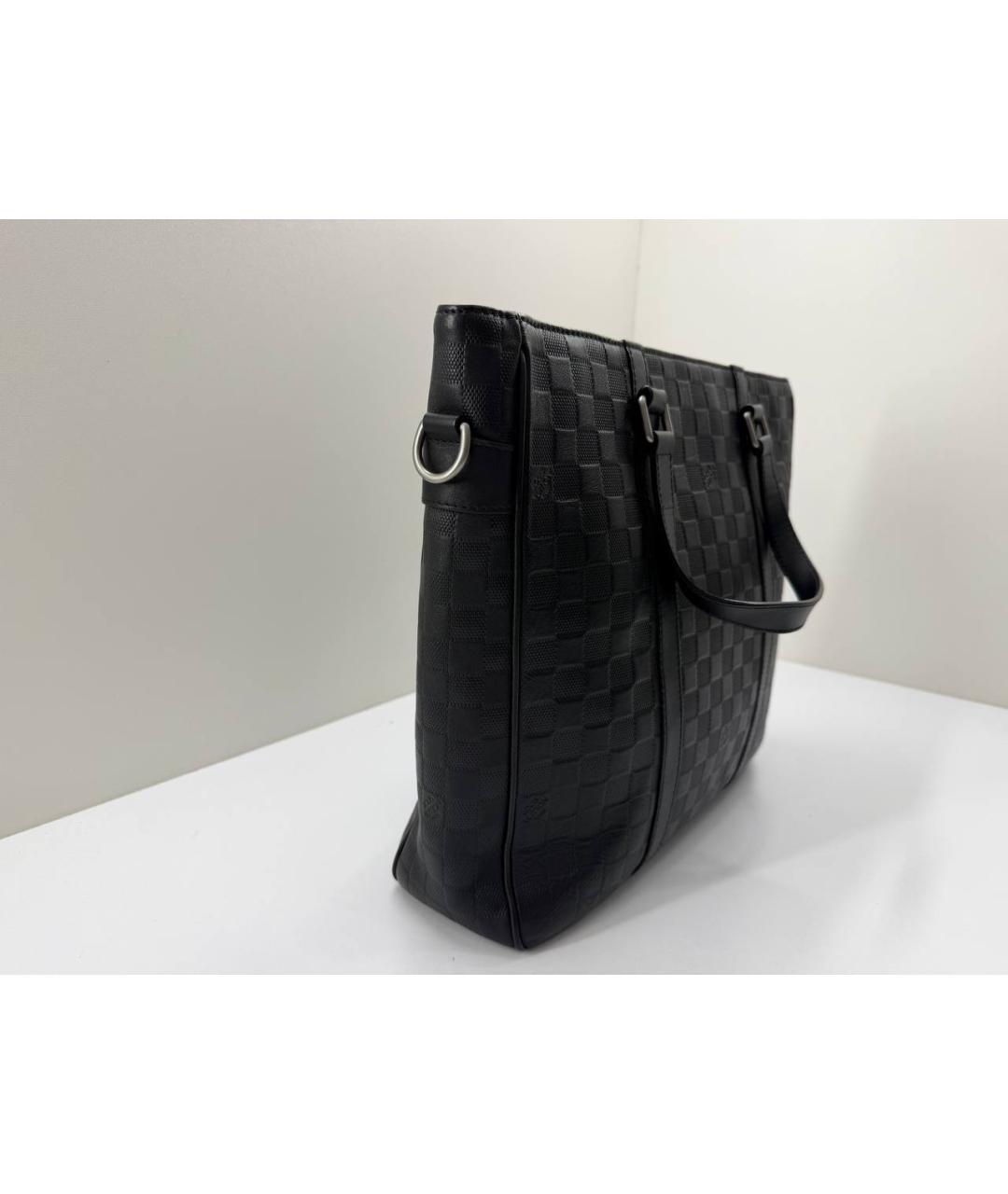 LOUIS VUITTON Черная кожаная сумка тоут, фото 3