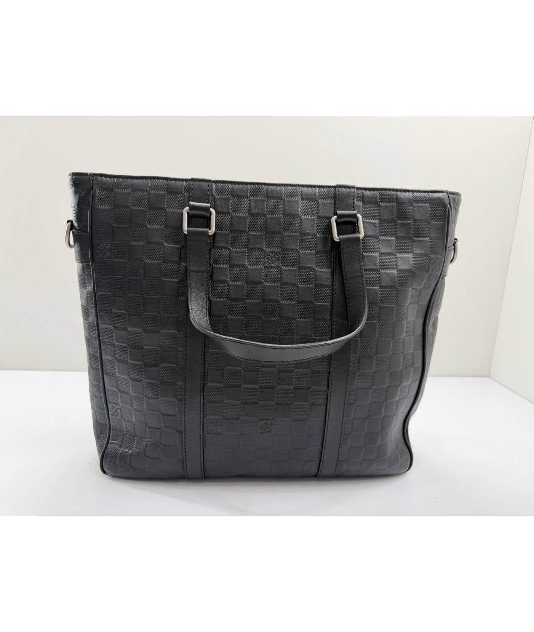 LOUIS VUITTON Черная кожаная сумка тоут, фото 10