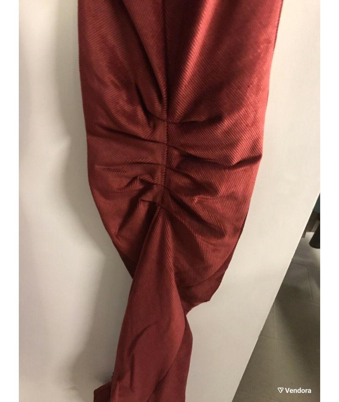 SPORTMAX Бордовые велюровые брюки узкие, фото 3