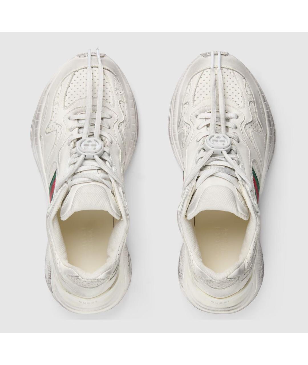 GUCCI Белые кожаные кроссовки, фото 4