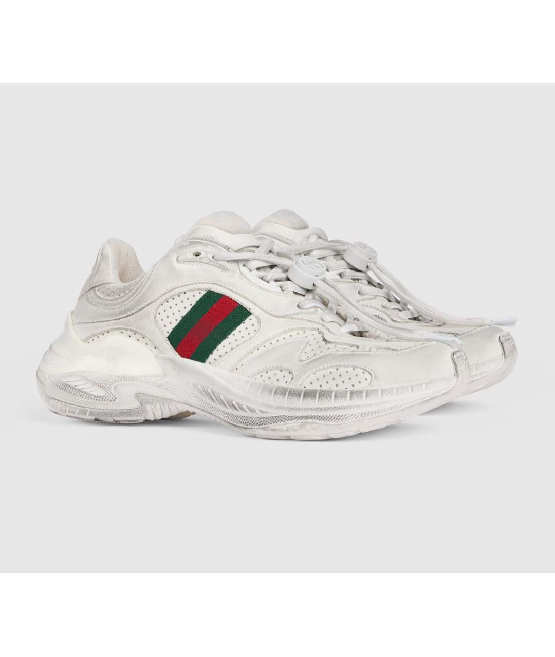 GUCCI Белые кожаные кроссовки, фото 8