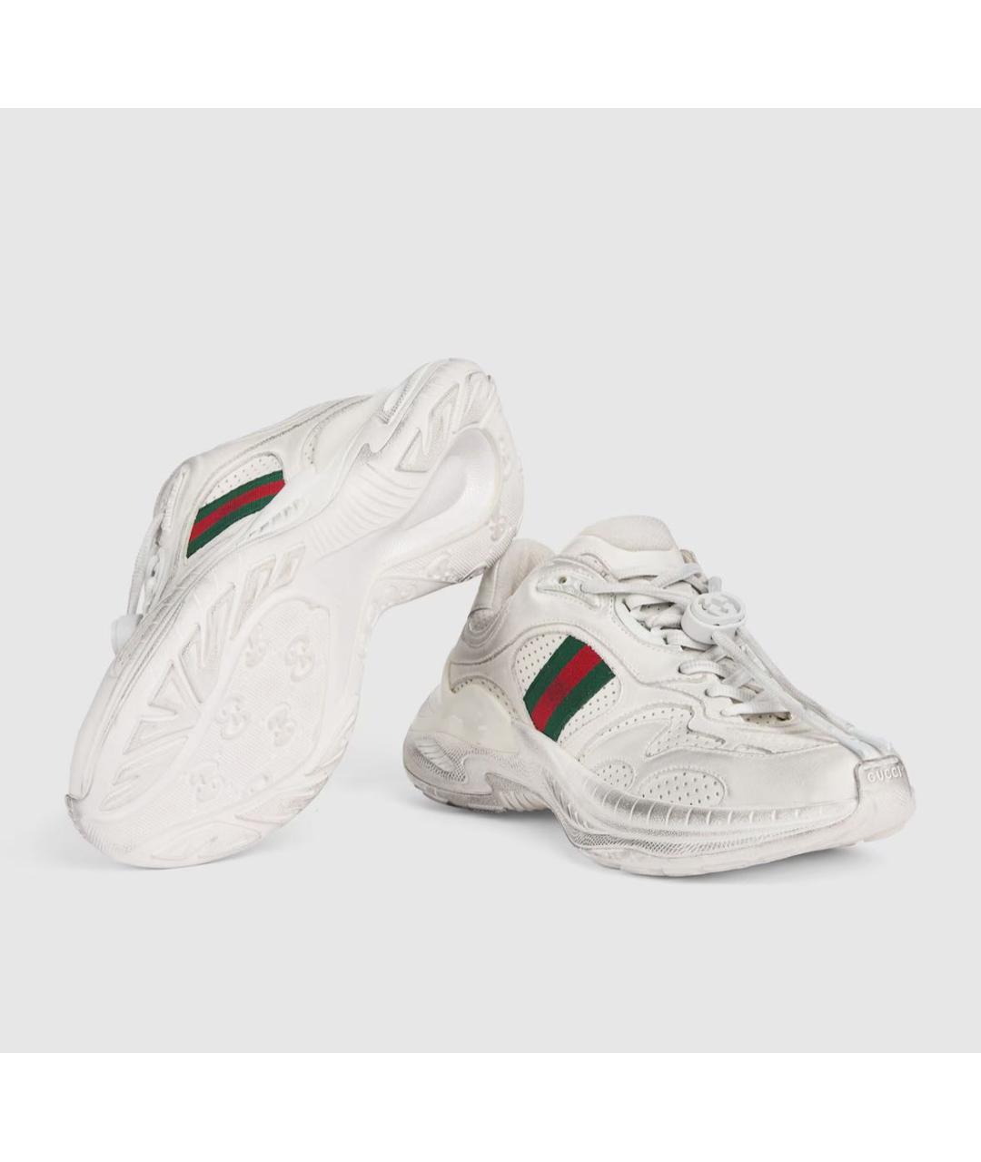 GUCCI Белые кожаные кроссовки, фото 6