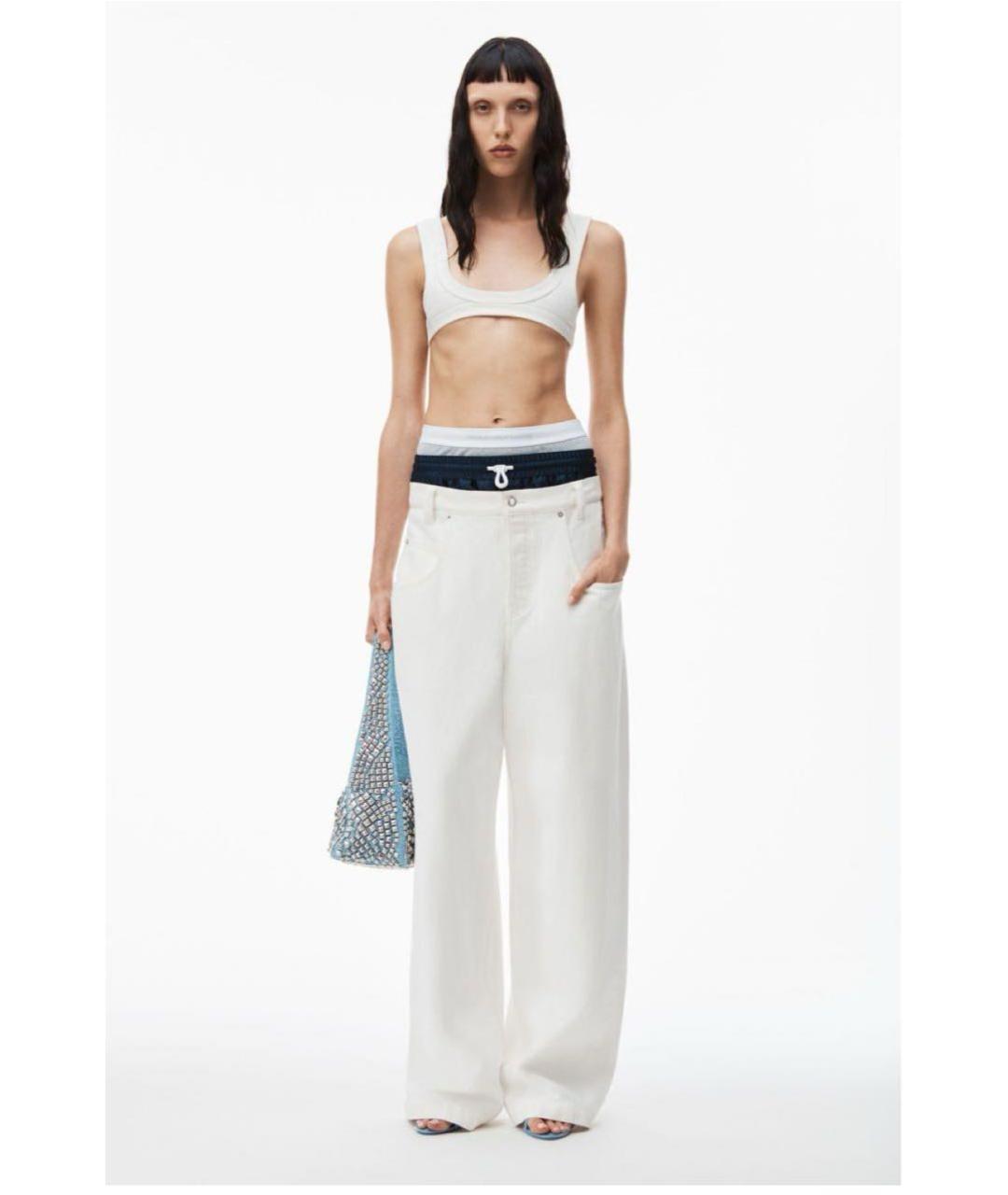 ALEXANDER WANG Белые хлопко-полиэстеровые прямые джинсы, фото 4