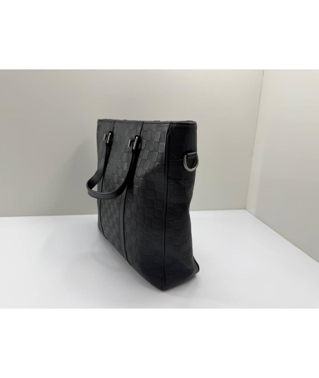 LOUIS VUITTON Черная кожаная сумка тоут, фото 4