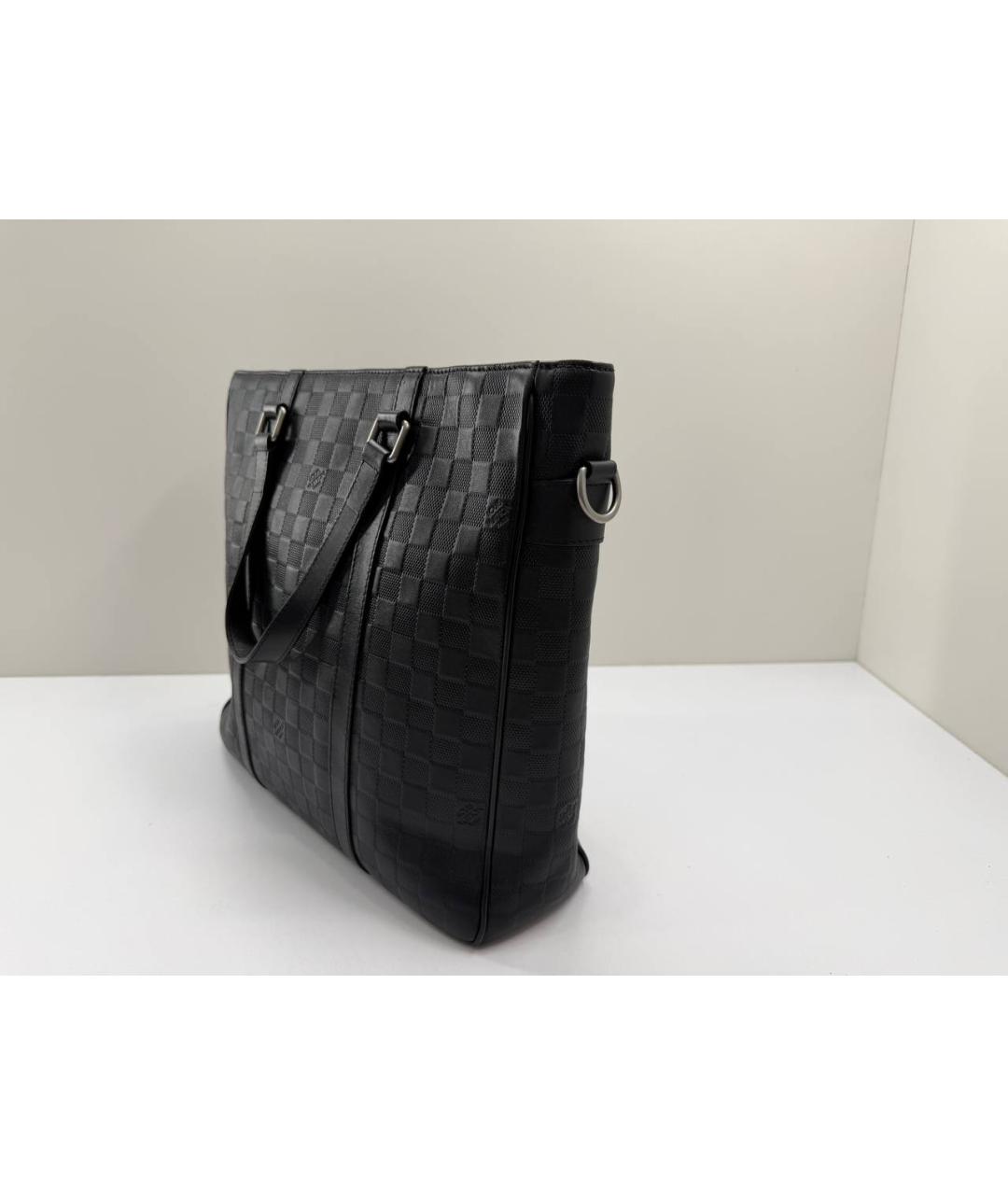 LOUIS VUITTON Черная кожаная сумка тоут, фото 8