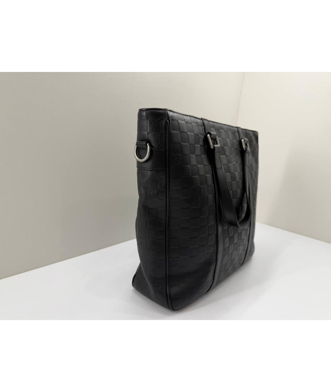 LOUIS VUITTON Черная кожаная сумка тоут, фото 7