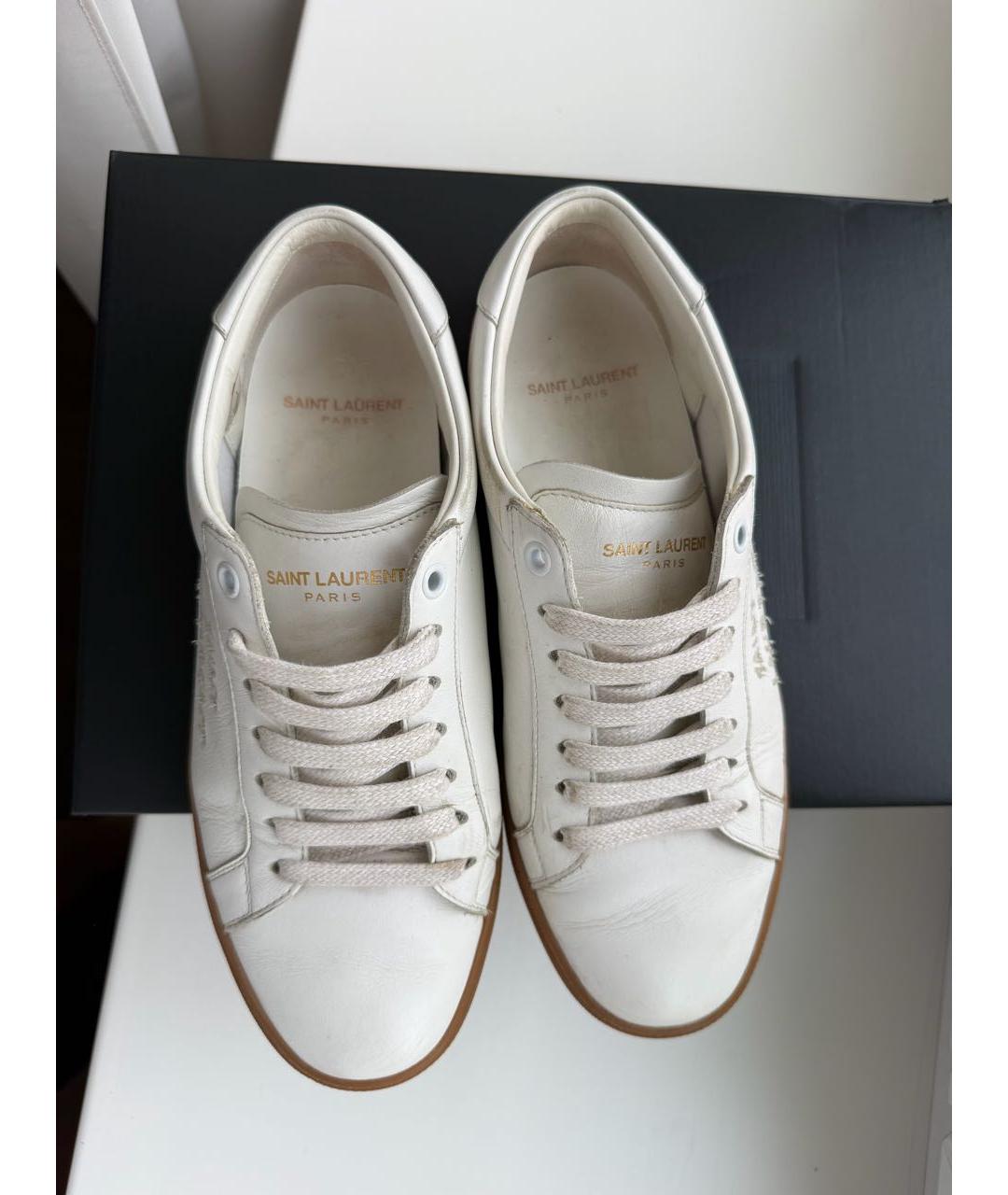 SAINT LAURENT Белые кожаные кеды, фото 2