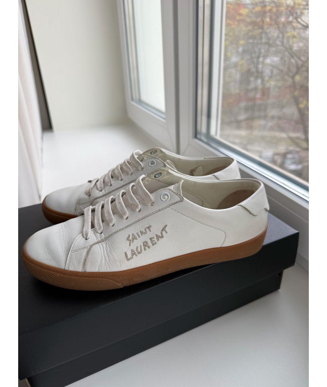 SAINT LAURENT Белые кожаные кеды, фото 5