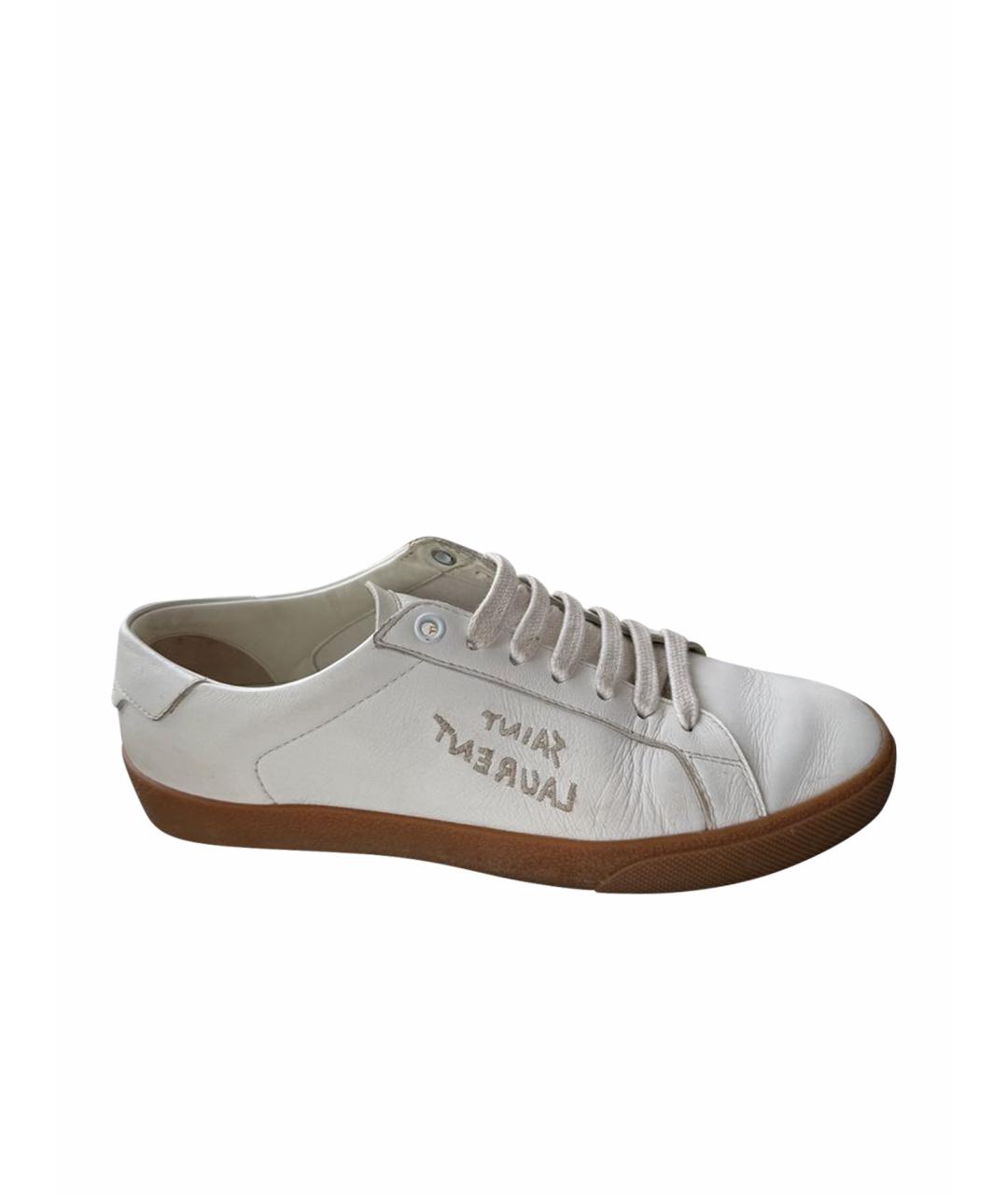 SAINT LAURENT Белые кожаные кеды, фото 1