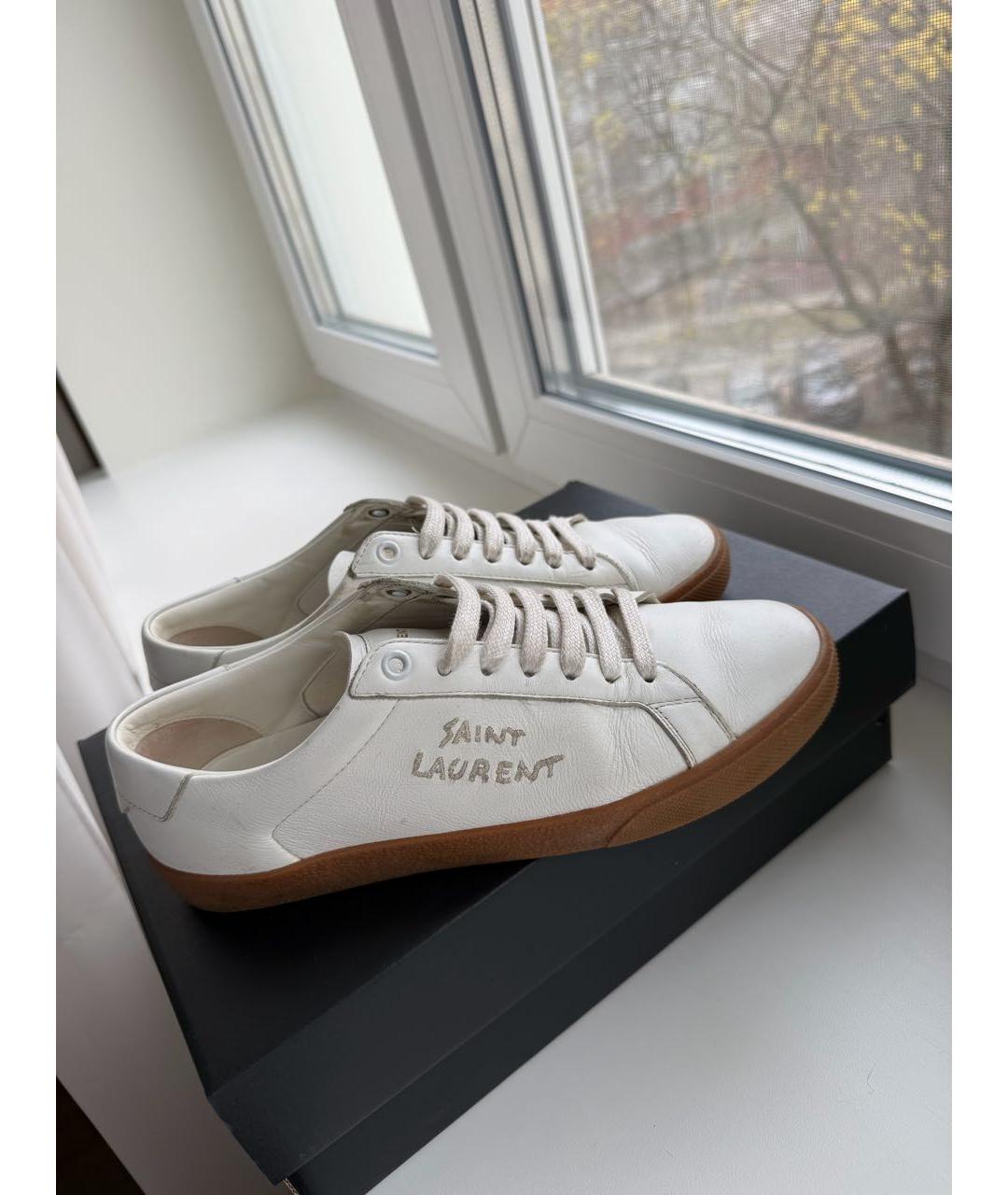 SAINT LAURENT Белые кожаные кеды, фото 3