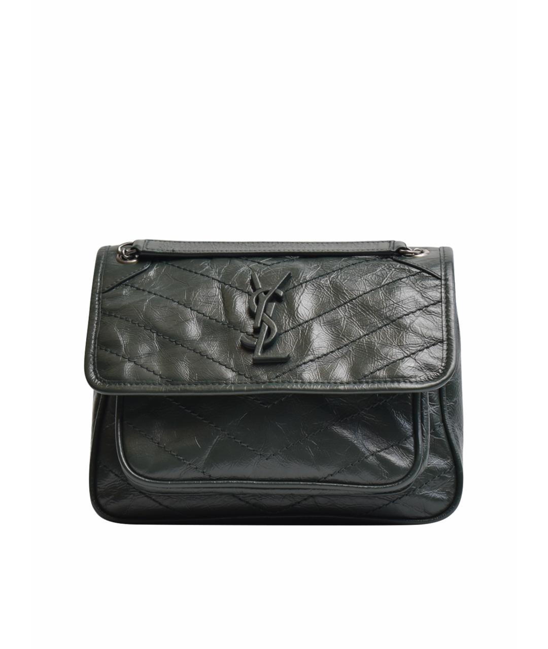 SAINT LAURENT Зеленая кожаная сумка через плечо, фото 1