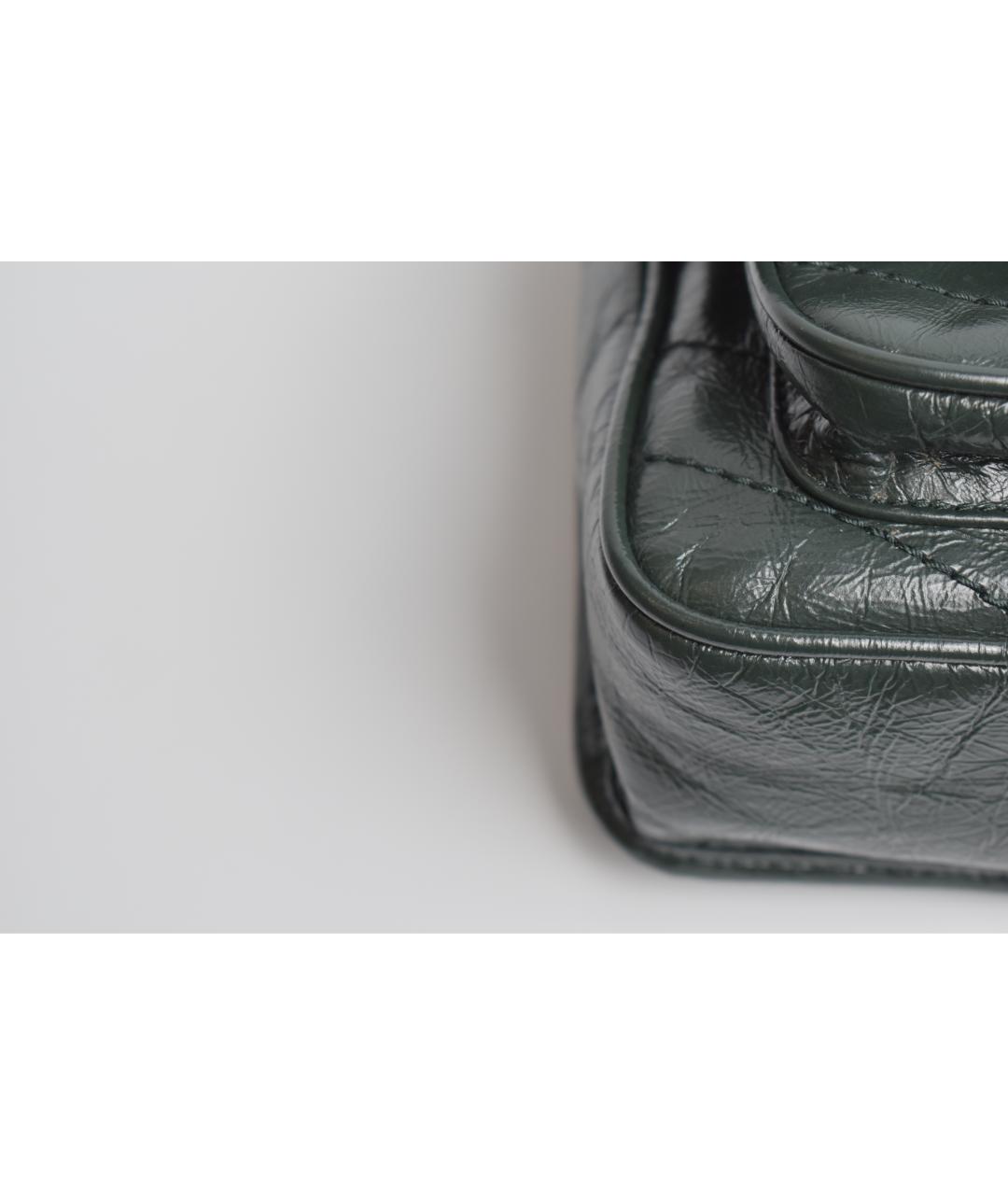 SAINT LAURENT Зеленая кожаная сумка через плечо, фото 6