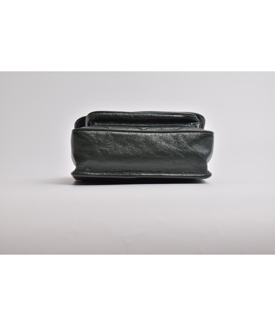 SAINT LAURENT Зеленая кожаная сумка через плечо, фото 5