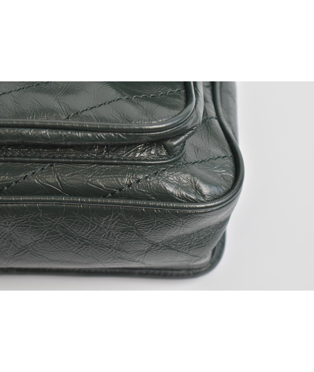 SAINT LAURENT Зеленая кожаная сумка через плечо, фото 7