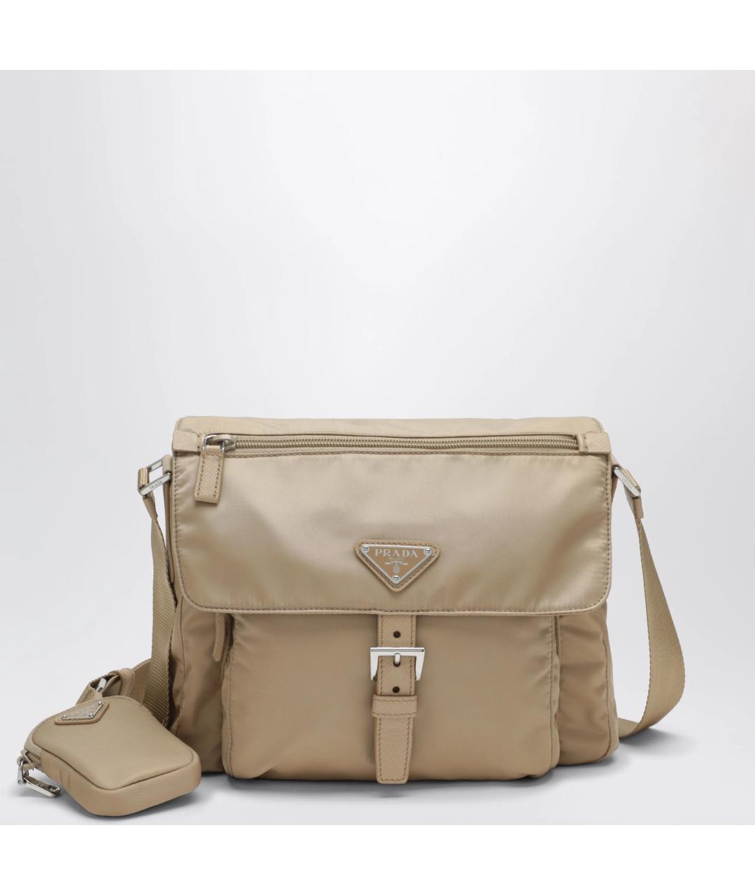 PRADA Бежевая тканевая сумка через плечо, фото 3