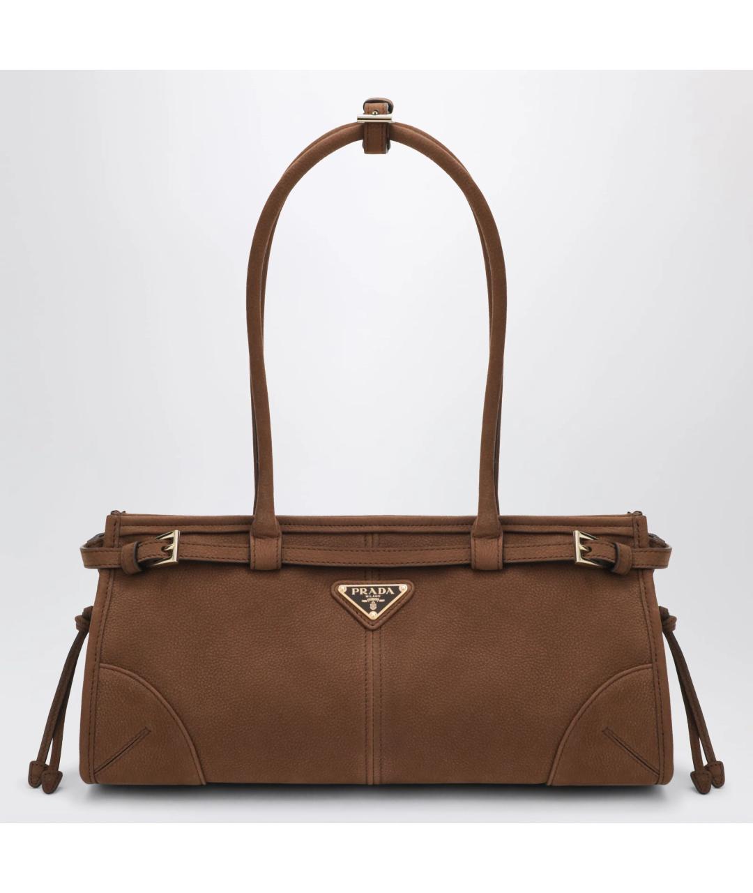 PRADA Коричневая замшевая сумка тоут, фото 3