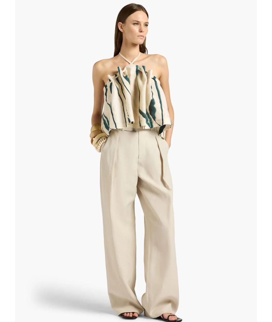 LIVIANA CONTI Бежевые вискозные брюки широкие, фото 2