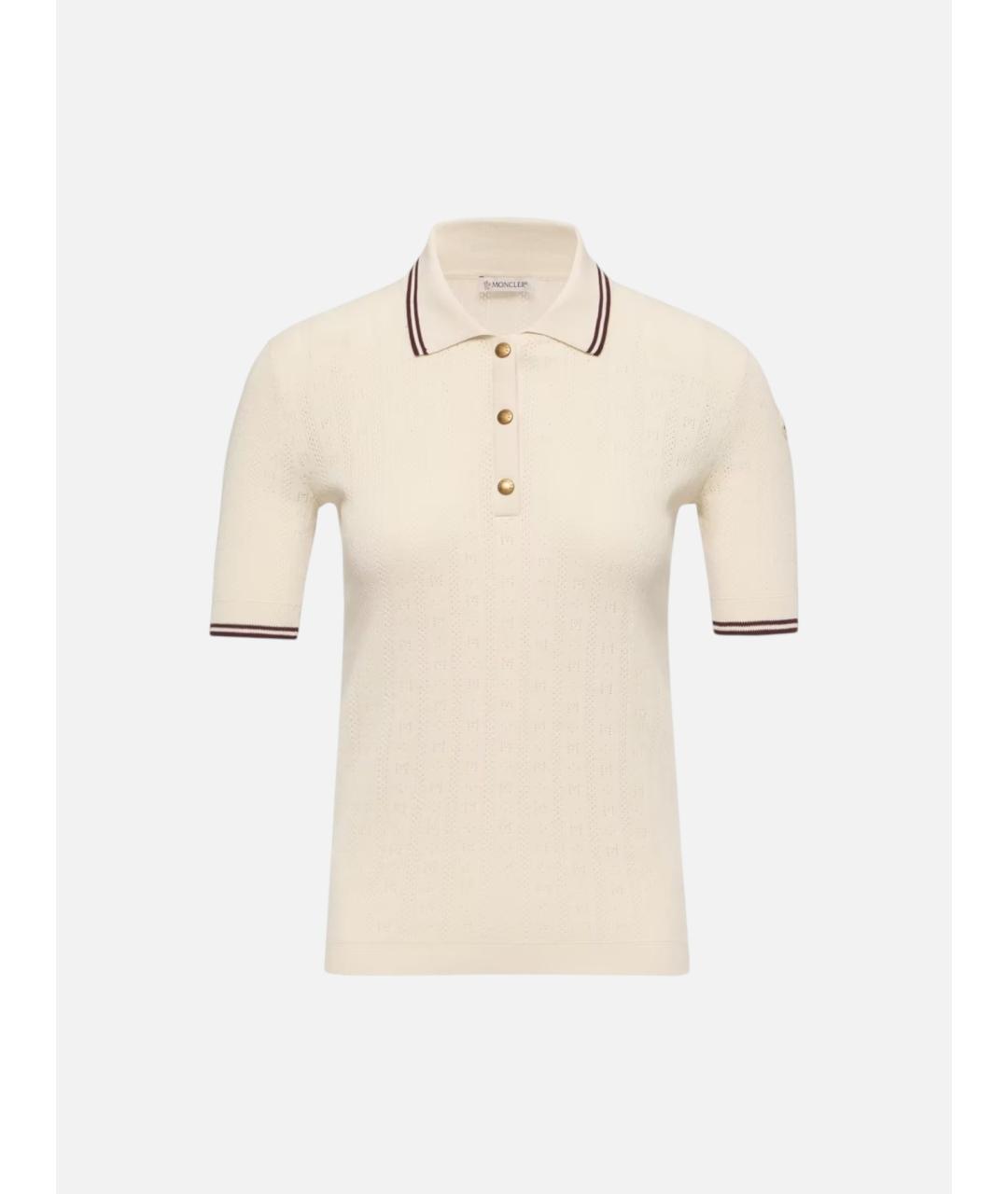 MONCLER Бежевая хлопковая футболка, фото 5