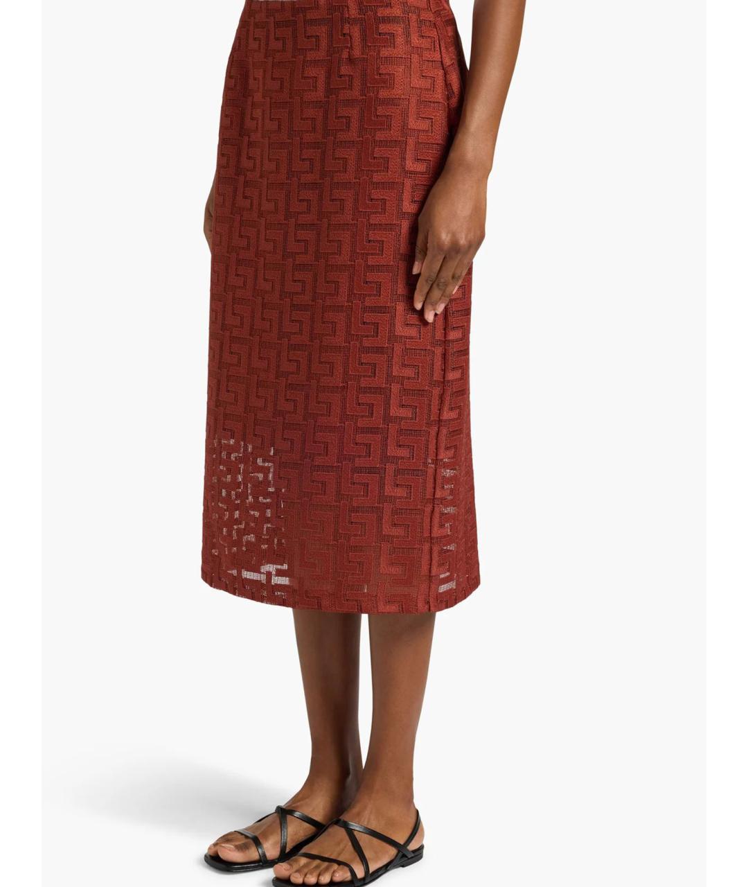 LIVIANA CONTI Бордовая полиэстеровая юбка миди, фото 3