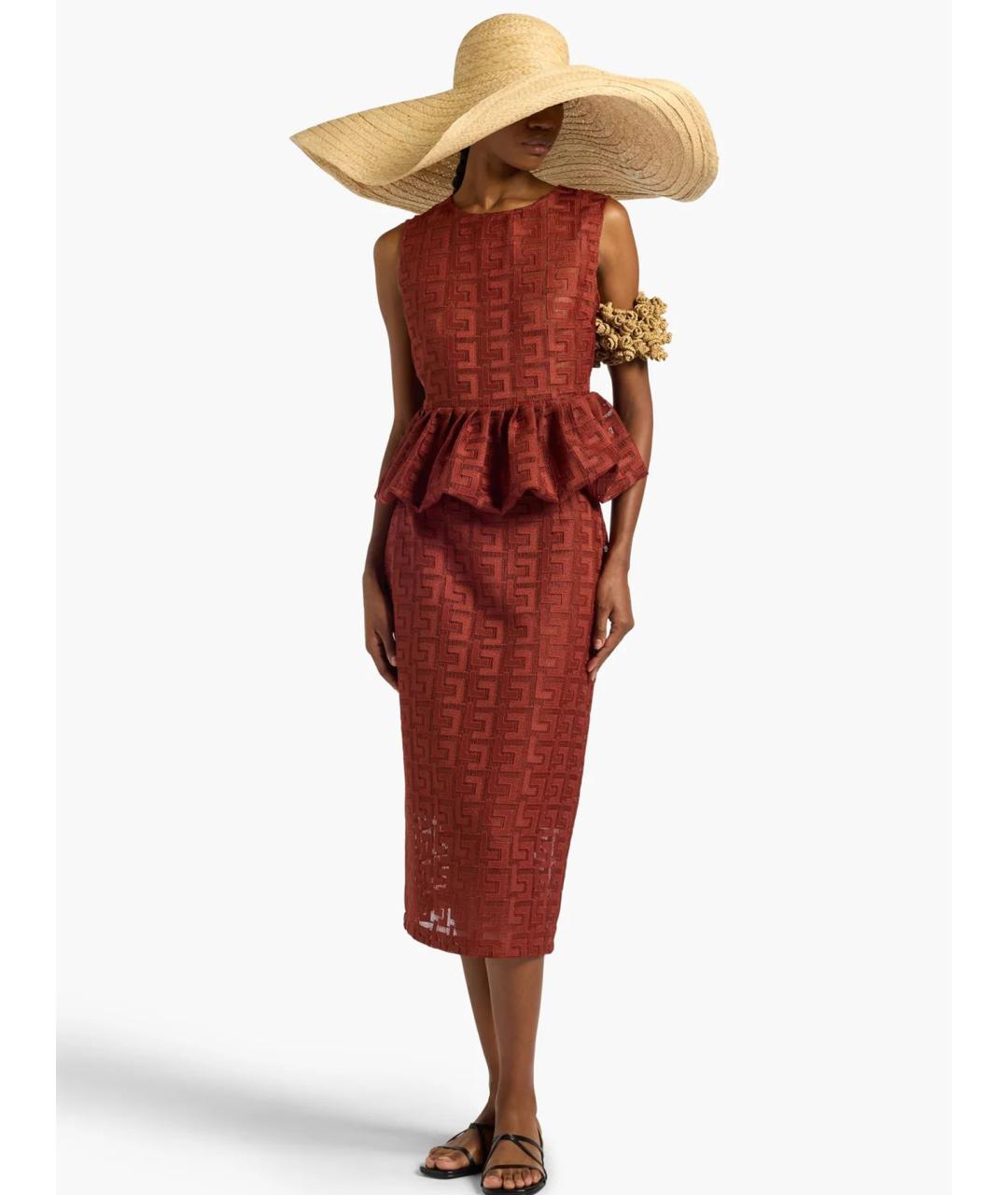 LIVIANA CONTI Бордовая полиэстеровая юбка миди, фото 2