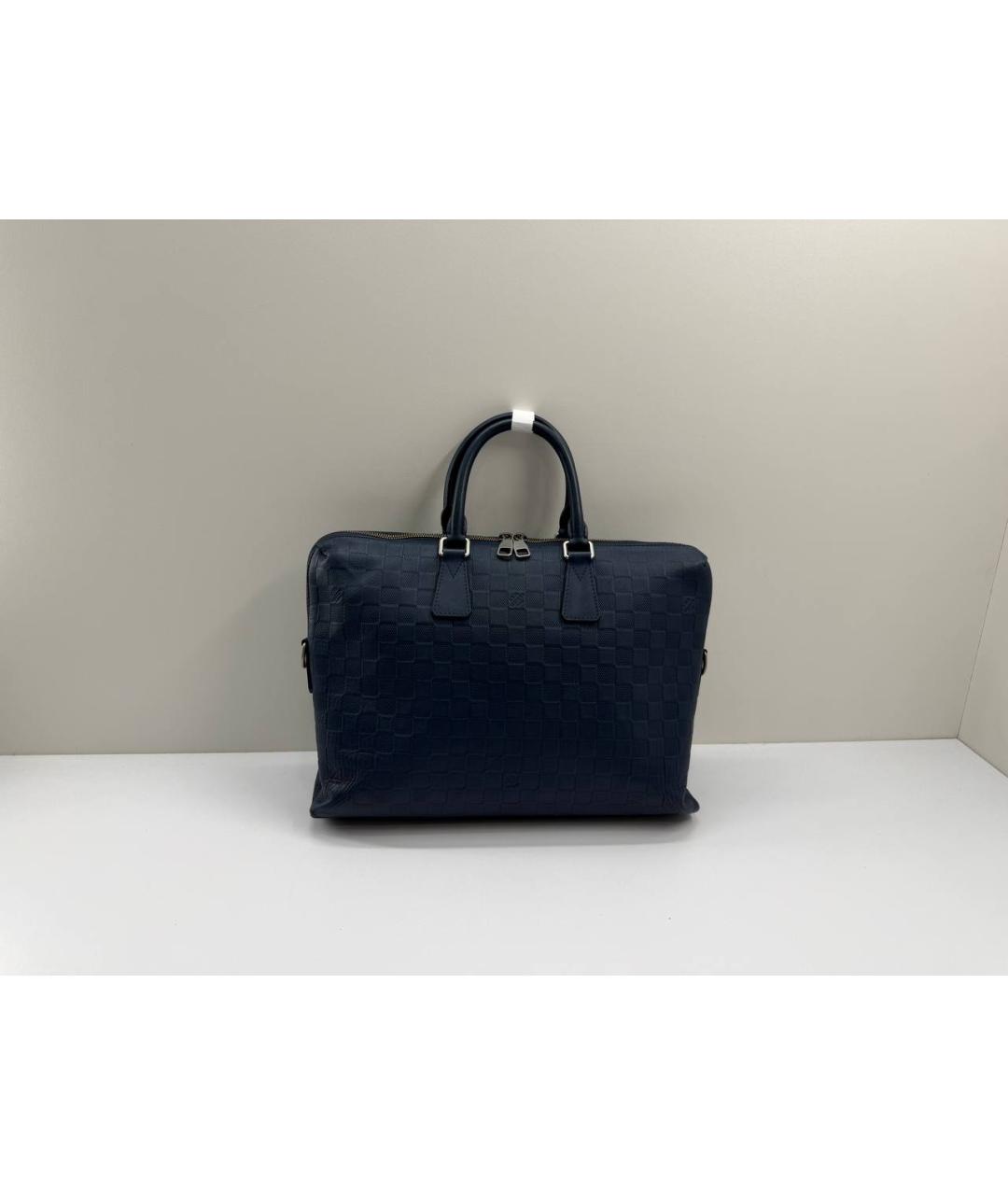 LOUIS VUITTON Темно-синий кожаный портфель, фото 9