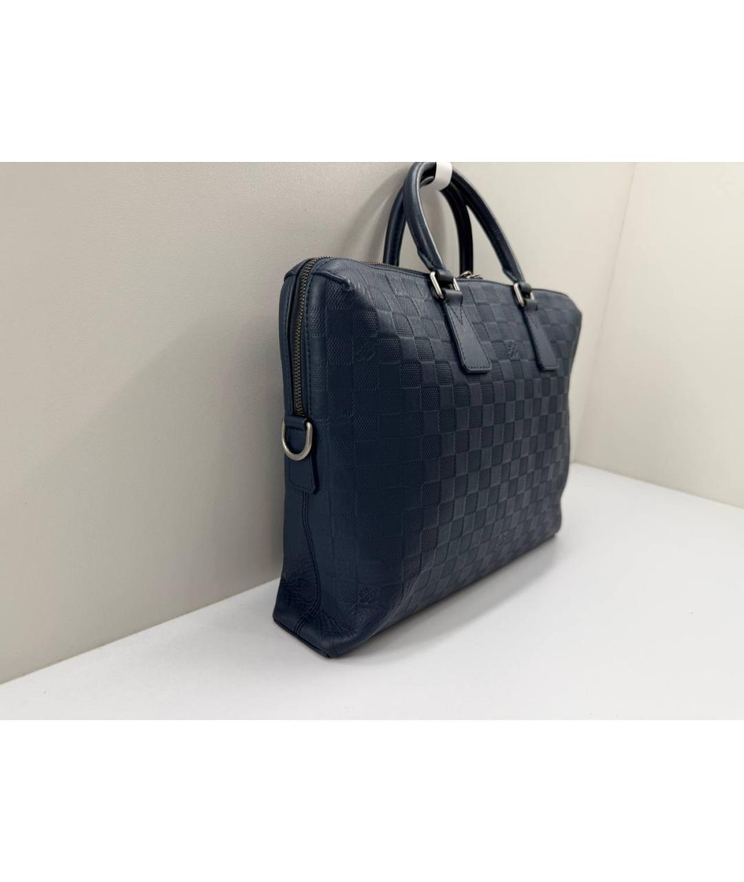 LOUIS VUITTON Темно-синий кожаный портфель, фото 6