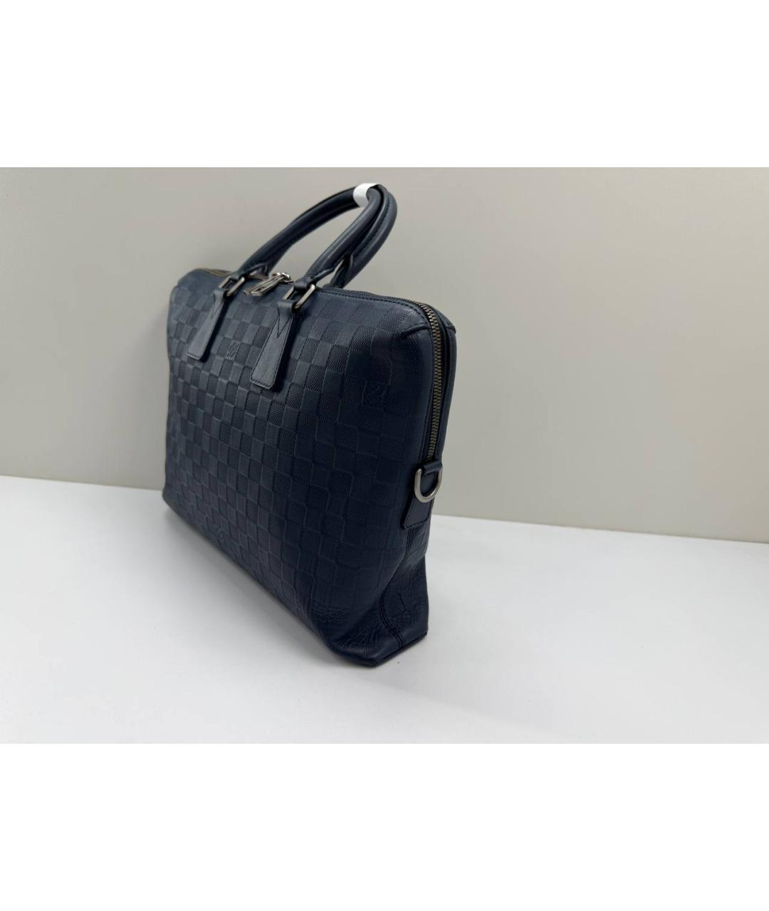 LOUIS VUITTON Темно-синий кожаный портфель, фото 4