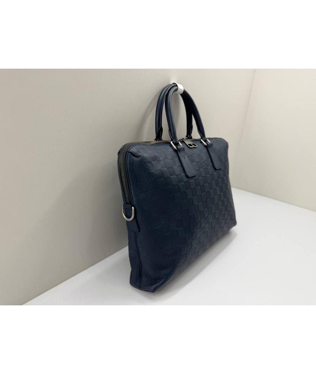 LOUIS VUITTON Темно-синий кожаный портфель, фото 3