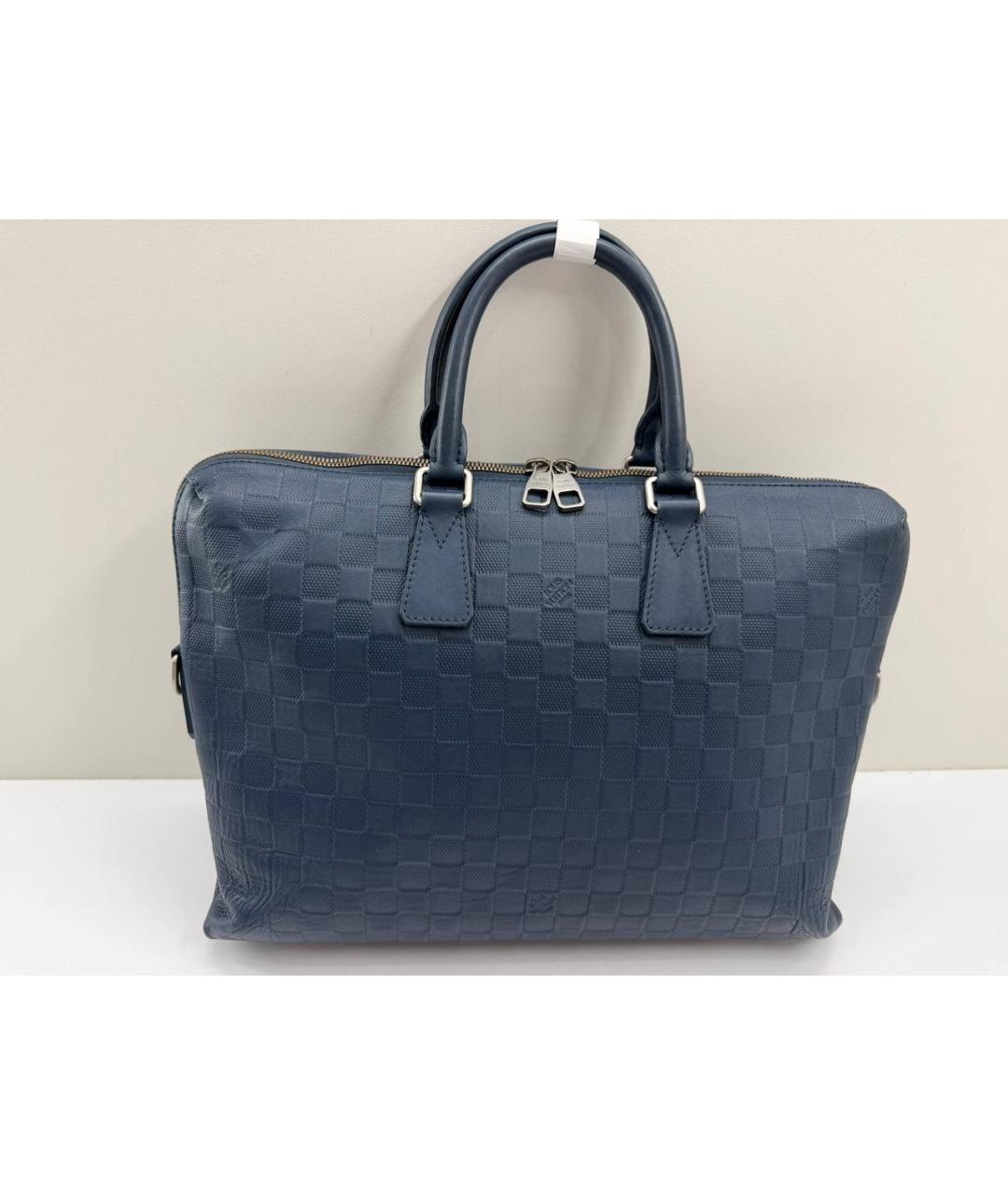 LOUIS VUITTON Темно-синий кожаный портфель, фото 2