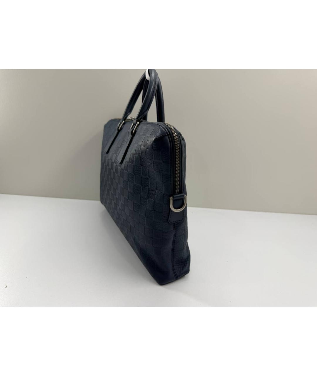 LOUIS VUITTON Темно-синий кожаный портфель, фото 7