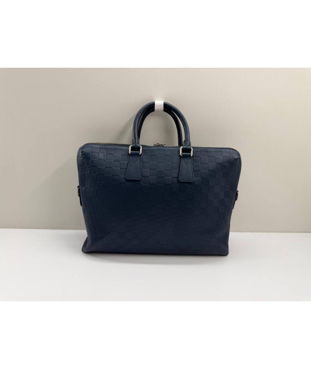 LOUIS VUITTON Темно-синий кожаный портфель, фото 5